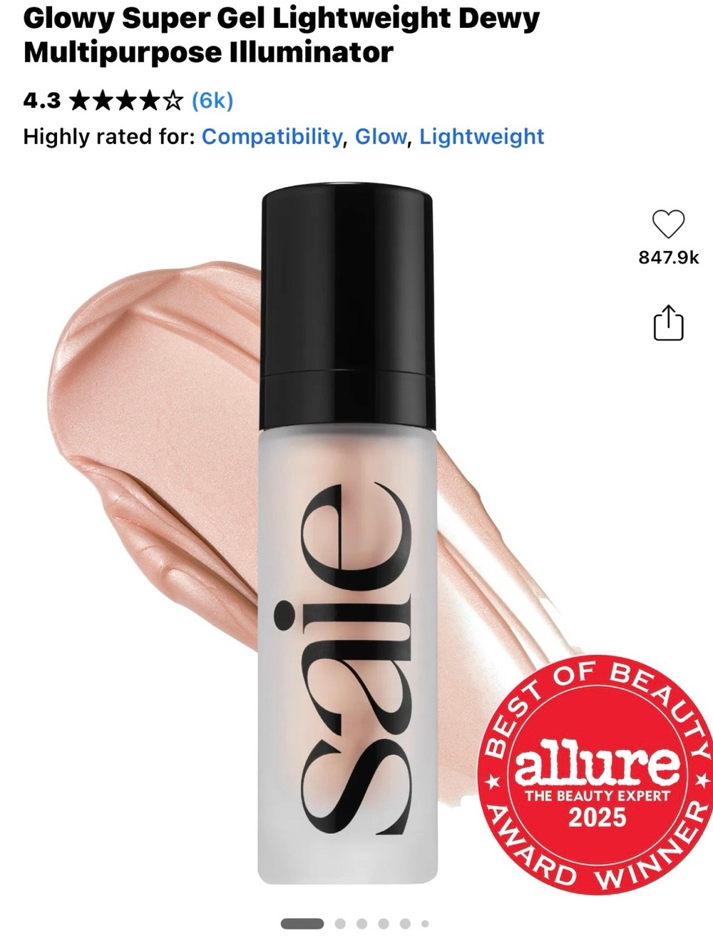 Saie Glowy multipurpose illuminator shade Roseglow